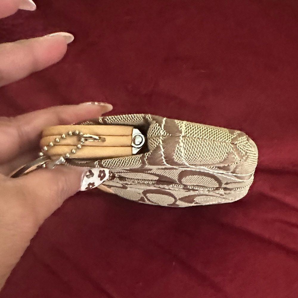 Coach Tan and Brown Signature Wristlet - Picture 5 of 7